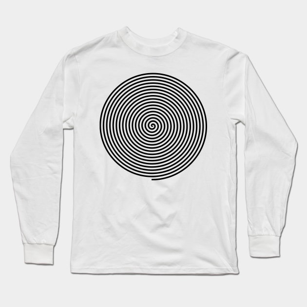 Hypnotic Trippy Visual Illusion in Black and White Long Sleeve T-Shirt by tiokvadrat